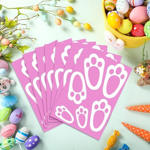 120 Pcs Easter Bunny Footprint Stickers Rabbit Feet Set Floor Footprint Decorations Bunny Track for Easter Home Party Decoration Egg Hunt Garden Outdoor Yard Lawn Signs Supplies in Saudi Arabia
