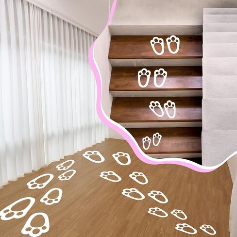 120 Pcs Easter Bunny Footprint Stickers Rabbit Feet Set Floor Footprint Decorations Bunny Track for Easter Home Party Decoration Egg Hunt Garden Outdoor Yard Lawn Signs Supplies in Saudi Arabia