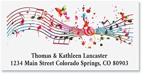 Sweet Melody Piano Music Border Personalized Return Address Labels - Set of 144 1-1/8" x 2-1/4" Self-Adhesive, Flat-Sheet Label in Saudi Arabia