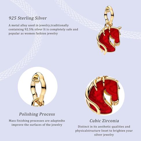 Red Unicorn Dangle Charm Gold Charms 925 Sterling Silver Charms for Bracelets and Necklaces Bead Charms with Cubic Zirconia Jewelry Gifts for Women Family Friends in Saudi Arabia