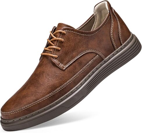 أحذية أكسفورد غير رسمية للرجال: أحذية Elevator - أحذية رياضية من الجلد بطول 2.5 بوصة مع نعل مريح للعمل والارتداء اليومي in Kuwait
