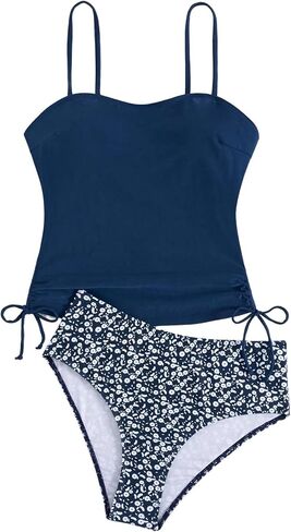 SHENHE Women's 2 Piece Tankini Swimsuit Tummy Control Drawstring Ruched Floral Bathing Suit in Saudi Arabia