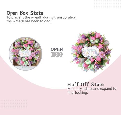 Easter Wreaths for Front Door, 22 inch Easter Door Wreath Decorations with Welcome Sign, Artificial Spring Wreath with Flowers for Home Wall Window Farmhouse Outdoor Decor in Saudi Arabia