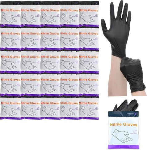 Lightning X Nitrile Exam Glove Pairs | Individually Packed | 50 Gloves | 25 Pairs | Resealable Zip Bag - Large (Fits Most) in Saudi Arabia