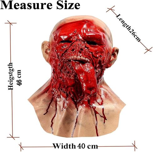 قناع LEKA NEIL Horror Vampire Demon Mask - قناع زومبي واقعي - مقاس واحد يناسب الجميع - للأعمار من 14 عامًا فما فوق - أزرق in Kuwait