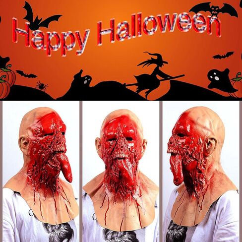 قناع LEKA NEIL Horror Vampire Demon Mask - قناع زومبي واقعي - مقاس واحد يناسب الجميع - للأعمار من 14 عامًا فما فوق - أزرق in Kuwait