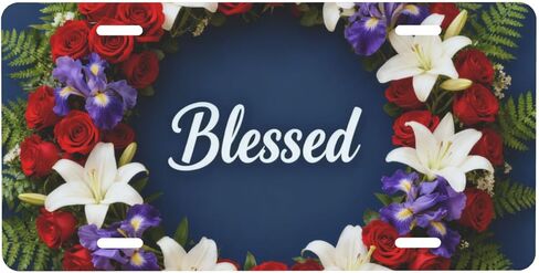 Blessed Butterfly Front License Plate Funny Plate Cover Rust-Free Fade Resistant Aluminum Decorative Car License Plate for Women Men 6 X 12 Inch USA Made in Kuwait