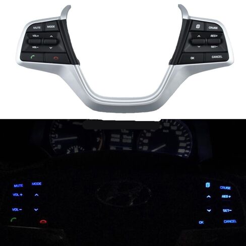 Steering Wheel Mounted Cruise Control Switch Butto Cruise Control Steering Wheel Bluetooth Buttons/Fit for Hyundai Accent 2019 2020 2021 2022 2023(Piano Black) in Saudi Arabia