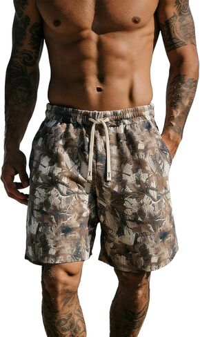 UOUA Mens Graphic Shorts Vintage Designer Workout Shorts Casual Cool Streetwear Waist Pants in Saudi Arabia