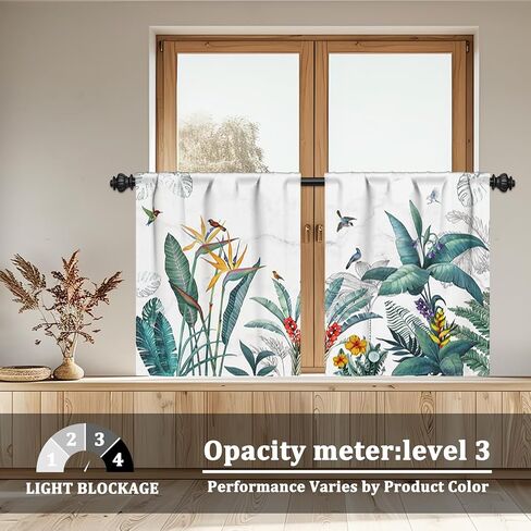 renaiss 26 × 36 بوصة النباتات الاستوائية ستائر نافذة المطبخ على بالوعة الغابات المطيرة أشجار النخيل الزهور الطيور الصغيرة نافذة العلاج الستائر الكتان مقهى ستائر قصيرة للحمام الطبقة الستائر 2 لوحات in Saudi Arabia