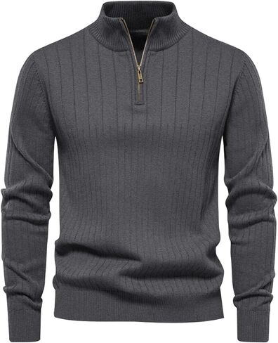 Kissonic Men's Quarter-Zip Pullover Sweater Slim Fit Mock Neck Lightweight Knitted Casual Polo Sweaters in Saudi Arabia