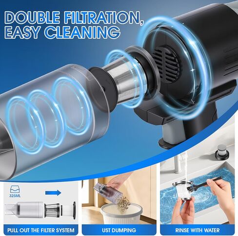 طقم تنظيف السيارة 26 قطعة، طقم تفصيل داخلي رمادي مع مكنسة كهربائية محمولة عالية الطاقة، مكنسة كهربائية محمولة للمنزل والسيارة وشعر الحيوانات الأليفة ولوحة المفاتيح وملحقات السيارات الكاملة للهدايا in Kuwait