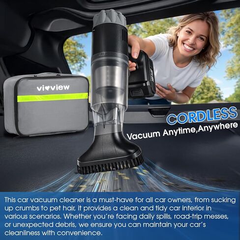 طقم تنظيف السيارة 26 قطعة، طقم تفصيل داخلي رمادي مع مكنسة كهربائية محمولة عالية الطاقة، مكنسة كهربائية محمولة للمنزل والسيارة وشعر الحيوانات الأليفة ولوحة المفاتيح وملحقات السيارات الكاملة للهدايا in Kuwait