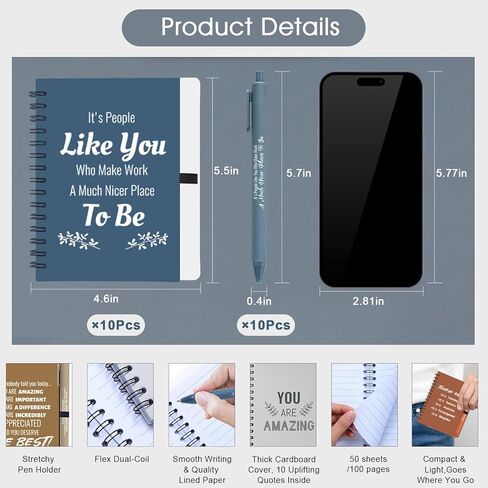 10 Sets/20 Pcs Employee Appreciation Gifts Bulk – Inspirational Notebooks with Motivational Pens, Small Notepads for Coworkers, Office Staff, Team, Volunteer, Nurse, Teachers, Housekeeping (Boho) in Saudi Arabia