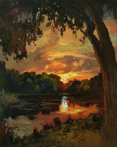 5DDIYART Abstract Landscape Oranges Paint by Numbers for Adults Beginner, Paint by Number Kits on Canvas, Easy Acrylic Oil Painting Home Wall Decor 12x16inch in Saudi Arabia