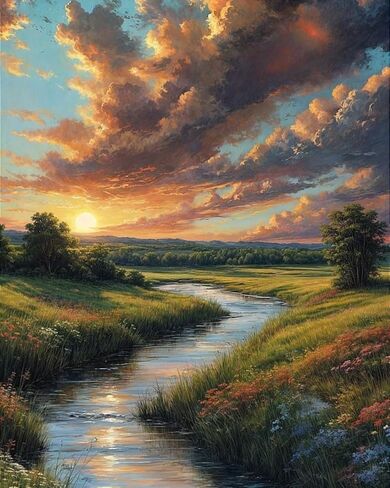 5DDIYART Abstract Landscape Oranges Paint by Numbers for Adults Beginner, Paint by Number Kits on Canvas, Easy Acrylic Oil Painting Home Wall Decor 12x16inch in Saudi Arabia