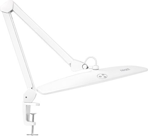مصباح مهمة Neatfi Elite HD XL، 1360 لومن، 84 قطعة SMD LED، 6500K، مصباح مكتب فائق السطوع، تعتيم غير قطبي (غير CCT مع مشبك، أسود، 22 بوصة) in Kuwait