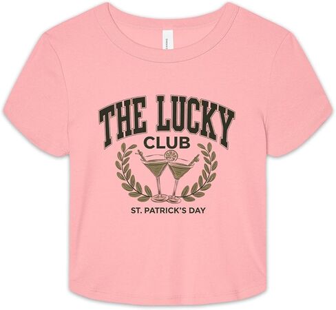 تي شيرت قصير الأكمام للسيدات من Lucky Club St Patrick's Day بأكمام قصيرة وقصة ضيقة in Saudi Arabia