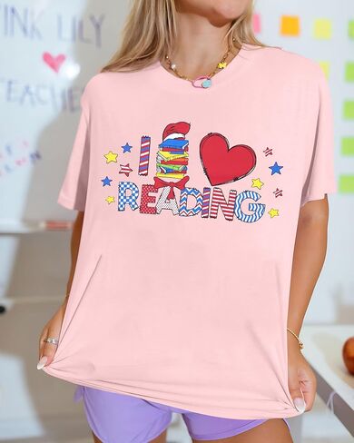 Read Book Shirt for Women I Love Reading T Shirt Reading Teacher Tops Read More Books Causal Short Sleeve Tops in Saudi Arabia