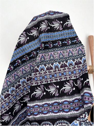 OYOANGLE Women's Plus Size Boho Print Ruffle Trim Cropped Pants Slit Wide Leg High Waist Casual Trousers in Saudi Arabia
