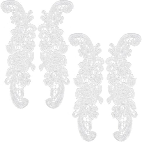 GORGECRAFT 4Pcs 2 Styles Leaves Embroidered Appliques Lace Fabric Black Leaf Flower Sew on Patches DIY Wedding Dress Collar Neckline Trims Applique for Sewing Clothing Hat Bag Jeans Pillow Accessories in Saudi Arabia