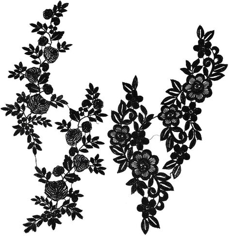 GORGECRAFT 4Pcs 2 Styles Leaves Embroidered Appliques Lace Fabric Black Leaf Flower Sew on Patches DIY Wedding Dress Collar Neckline Trims Applique for Sewing Clothing Hat Bag Jeans Pillow Accessories in Saudi Arabia