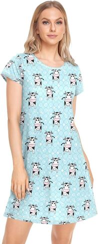 vvfelixl Womens Nightgown Agarics and Mushroom Short Sleeve Nightgowns for Women Sleepwear Night shirt Sleep Dress S-XXL in Saudi Arabia
