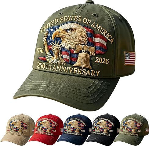 USA 250th Anniversary Celebration Hat - Bald Eagle Embroidery Patriotic Adjustable Retro Baseball Cap for Men Women in Saudi Arabia