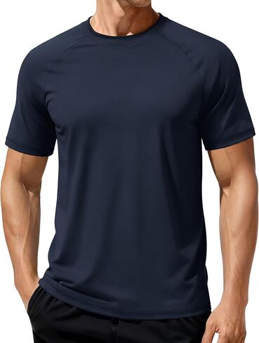 MAGCOMSEN Men's Workout Shirts Short Sleeve Dry Fit Tshirts Moisture Wicking Athletic Shirts Gym Running Swimming Fishing in Saudi Arabia