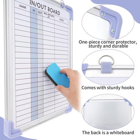 2 PCS in and Out Magnetic Dry Erase Boards 16" x 12", Aluminum Framed Lined Whiteboard with Eraser and 20 Magnets, Wall Mounted Employee Students in Out Board for Office & School Management in Saudi Arabia