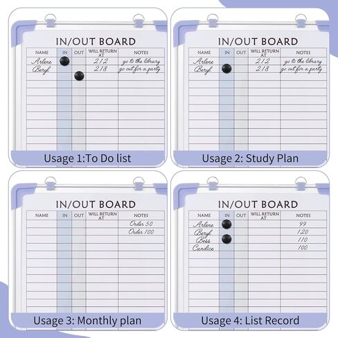 2 PCS in and Out Magnetic Dry Erase Boards 16" x 12", Aluminum Framed Lined Whiteboard with Eraser and 20 Magnets, Wall Mounted Employee Students in Out Board for Office & School Management in Saudi Arabia