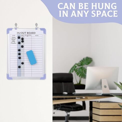 2 PCS in and Out Magnetic Dry Erase Boards 16" x 12", Aluminum Framed Lined Whiteboard with Eraser and 20 Magnets, Wall Mounted Employee Students in Out Board for Office & School Management in Saudi Arabia