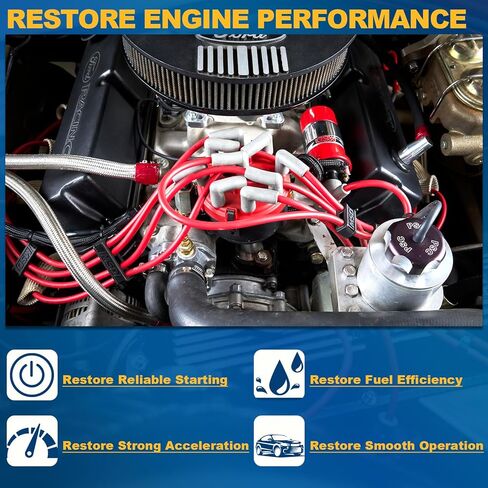 مجموعة أسلاك توصيل الإشعال ومجموعة شمعات الإشعال المتوافقة مع Ford Lincoln Mercury 4.6L V8، تناسب F150 F250 E150 Expedition Crown Victoria Town Car Grand Marquis، استبدل WR5934 & SP432 in Kuwait