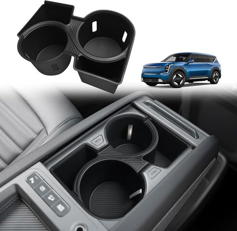 حشوات حامل أكواب لوحدة التحكم المركزية من BestEvMod لملحقات 2024 2025 2026 Kia EV9 ومسند ذراع وحدة التحكم الوسطى وسدادة مشروبات أمامية منظم حامل مشروبات غير قابل للانزلاق (ليس للرياح/الضوء/الضوء طويل المدى) in Saudi Arabia