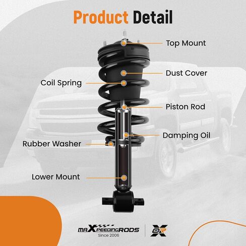maxpeedingrods 2 قطعة دعامة أمامية لسيارة Chevy Silverado 1500 GMC Sierra 1500 2007-2013، 139105 1336333 دعامة ممتصة للصدمات مع مجموعة زنبركية ملفوفة in Saudi Arabia