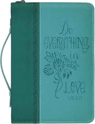 Divinity Boutique غلاف الكتاب المقدس XXL - أزرق مخضر افعل كل شيء في الحب - 1 كورنثوس 16:14 in Kuwait