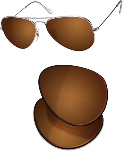عدسات OSharp البديلة للنظارات الشمسية Ray-Ban Aviator RB3025-58mm - مستقطبة عالية الدقة، عاكسة، حماية من الأشعة فوق البنفسجية وملاءمة مثالية in Kuwait