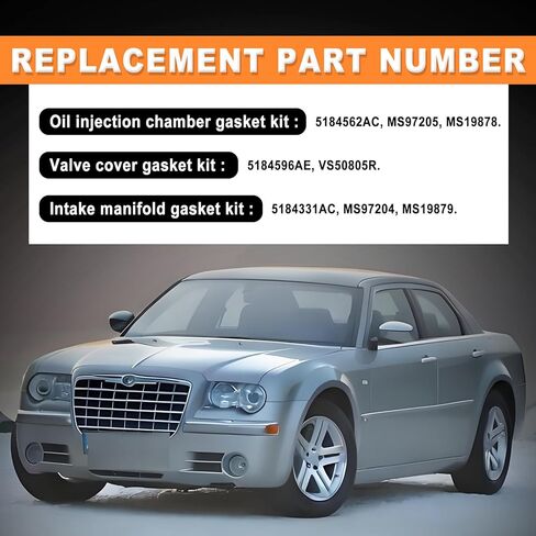 Silicone Valve Cover Gasket Set Intake Manifold Gasket Fuel Injection Plenum Gasket Replace# 5184596AE MS97204 Compatible with Journey Charger Challenger, Wrangler Cherokee Chrysler 200 300 in Saudi Arabia