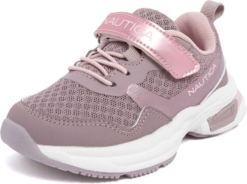 Nautica Kids Girls Athletic Sneakers - Comfortable Running Shoes with Adjustable Hook and Loop Strap, Toddler/Little Kid Sizes in Saudi Arabia