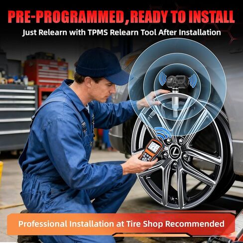 TPMS مطور، مستشعر ضغط الإطارات المبرمج مسبقًا مناسب لسيارة Toyota Tacoma(2006-2025)، Tundra(2018-2025)، Lexus RX350(2006-2025)، ES350/300h(2006-2025)، GX470/460(2003-2023)، 315 و433 ميجاهرتز سلسلة GX/RX/ES (4 قطع) in Kuwait