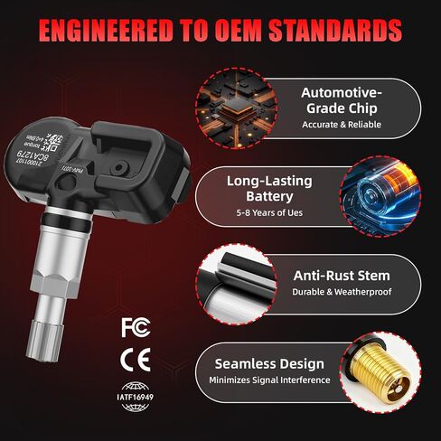 TPMS مطور، مستشعر ضغط الإطارات المبرمج مسبقًا مناسب لسيارة Toyota Tacoma(2006-2025)، Tundra(2018-2025)، Lexus RX350(2006-2025)، ES350/300h(2006-2025)، GX470/460(2003-2023)، 315 و433 ميجاهرتز سلسلة GX/RX/ES (4 قطع) in Kuwait