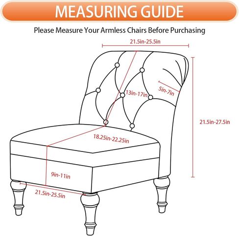 HZDHCLH Armless Accent Slipper Chair Cover Stretch Spandex Slipcover Removable Furniture Protector with Elastic Bottom Machine Washable for Living Dining Room Hotel in Saudi Arabia
