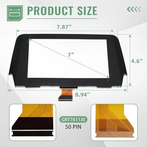Touch Screen Digitizer, 7'' Touchscreen Replacement for Mazda 6 2017 2018 2019, 50-Pin Anti-Glare Display Glass, Radio Screen Digitizer Replaces GRT7611J0 GRT7611J0A GRT7611J0B in Kuwait