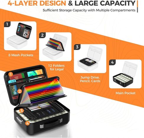 Fireproof Document Box with Combination Lock - Fire & Water Resistant Hard Case Safe Box for Important Documents, Certificates, Laptops, Passports (Black) in Kuwait