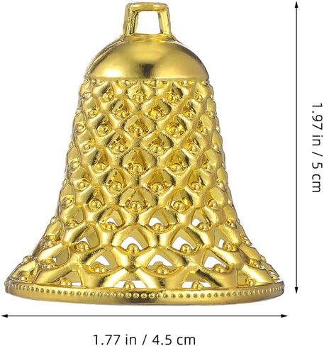 Christmas Gold Jingle Bells：12pcs Gold Bells for Xmas Hanging Decorations, Reusable Xmas Ornament Ringbell for Christmas Tree Pendant Holiday Decoration（Plastic，2inch） in Saudi Arabia