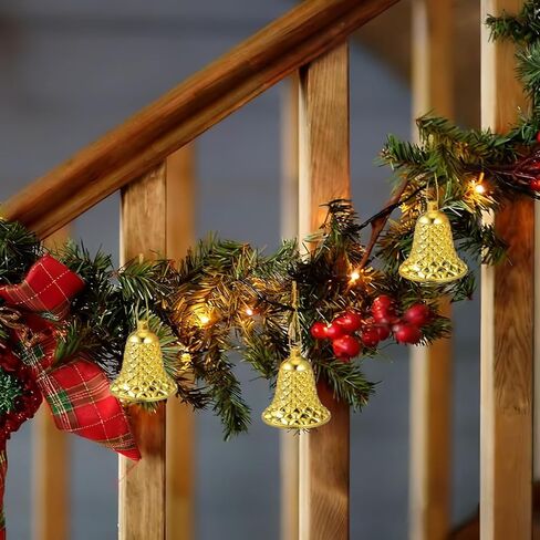Christmas Gold Jingle Bells：12pcs Gold Bells for Xmas Hanging Decorations, Reusable Xmas Ornament Ringbell for Christmas Tree Pendant Holiday Decoration（Plastic，2inch） in Saudi Arabia