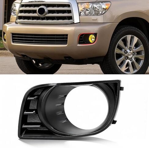 Yumzeco Compatible with Toyota Sequoia Fog Light Cover 2008 2009 2010 2011 2012 2013 2014 2015 2016 2017, Replace for 814820C021 Front Left Driver Side Fog Lamp Bezel W/Light Hole Replacement - Left in Saudi Arabia