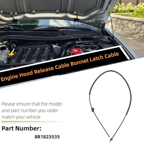 Engine Hood Release Cable Bonnet Latch Cable Compatible with Audi Q5 8R1823535 in Kuwait