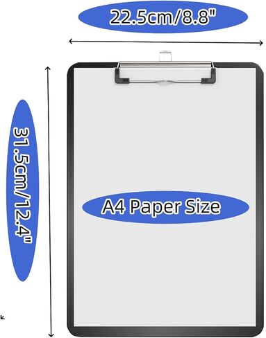 Plastic Clipboards, [Pack of 10] A4 Clipboard Folder 12.5x9 Inch Clip Boards with Secure Hold for Office & Classroom Supplies - Black in Saudi Arabia