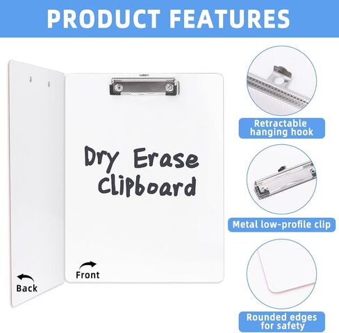 Dry Erase Clipboard 10 Pack, Clip Boards 9"x12" Whiteboard Clipboards Bulk Double Sided White Board for Classroom, Students, Office & School Supply in Saudi Arabia